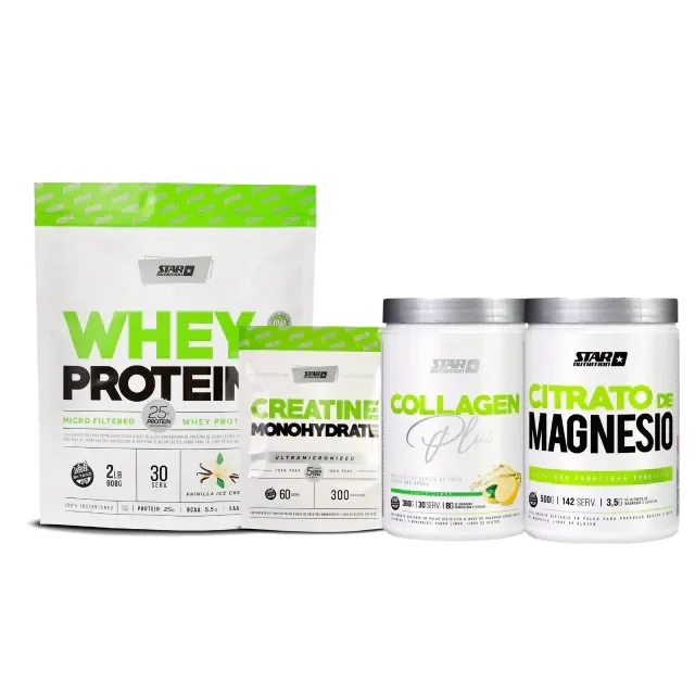 Combo: Whey 1kg + Creatina 300gr Doy + Colágeno 360gr + Magnesio 500gr