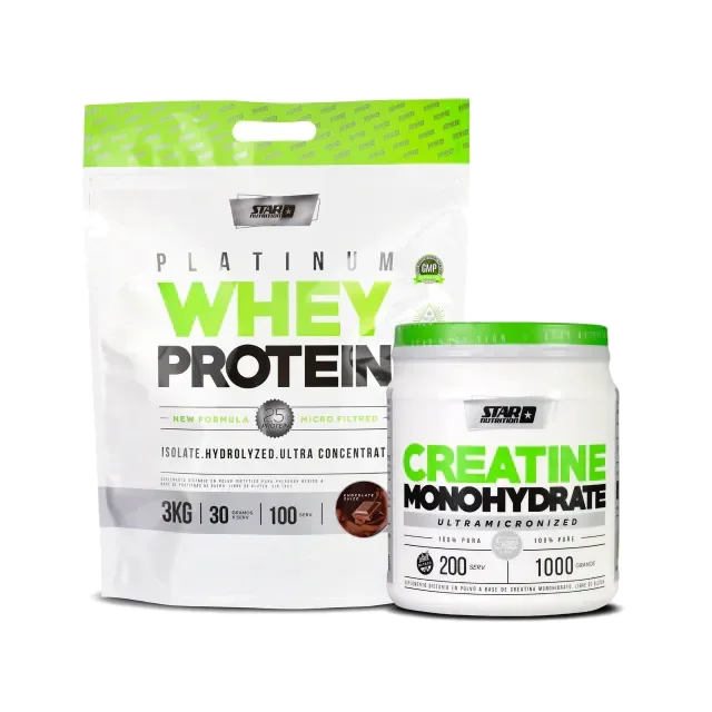 Combo: Whey 3kg + Creatina 1kg