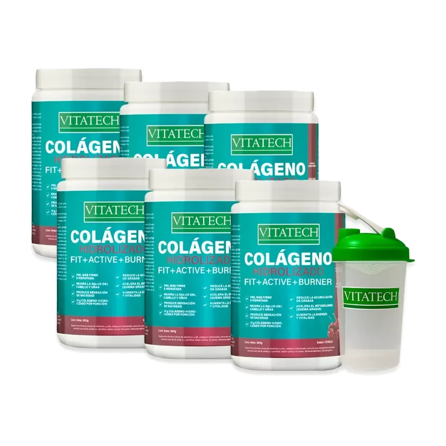 PACK X6 Vitatech Colágeno Hidrolizado Fit + Active + Burner