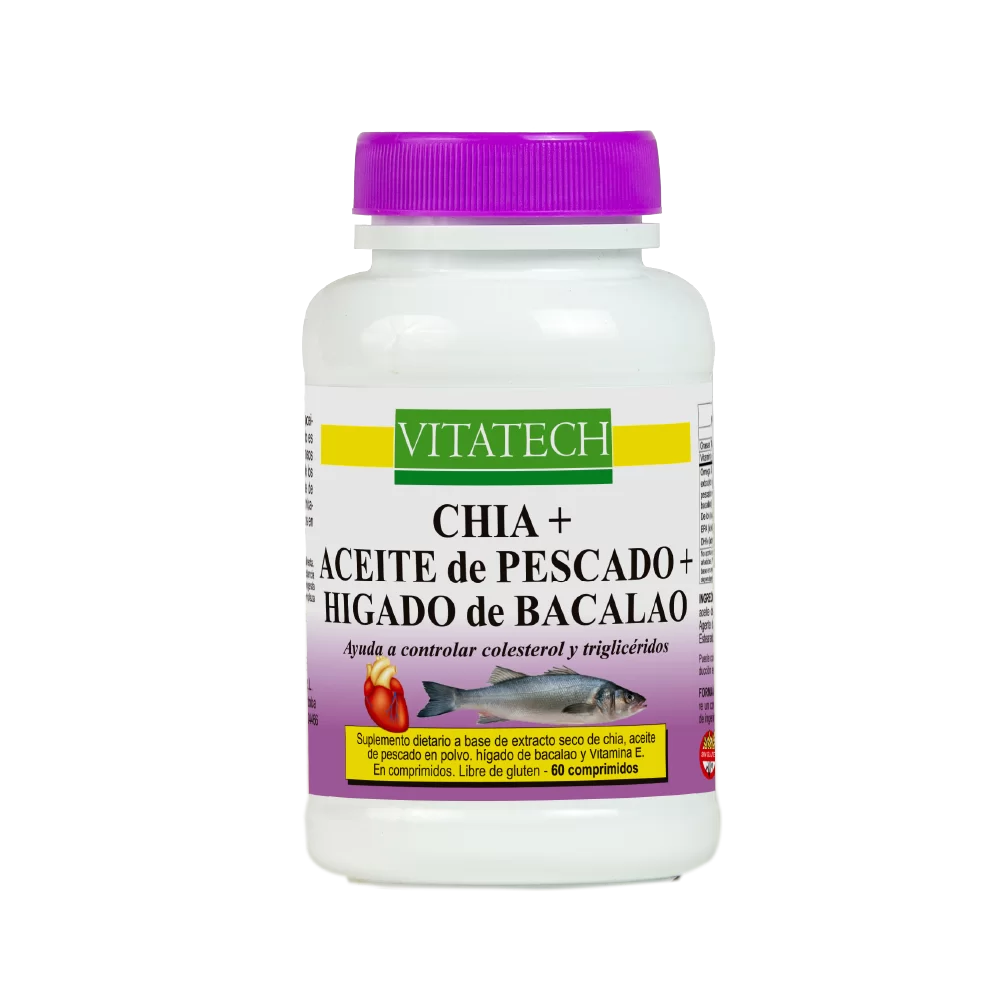 Vitatech Aceite de Pescado + Chia + Hígado de Bacalao x 60 Comp
