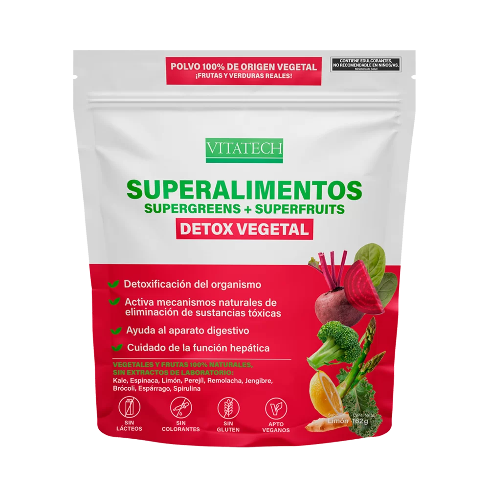 Vitatech Superalimento Detox Vegetal - Sabor Limón x 162 g