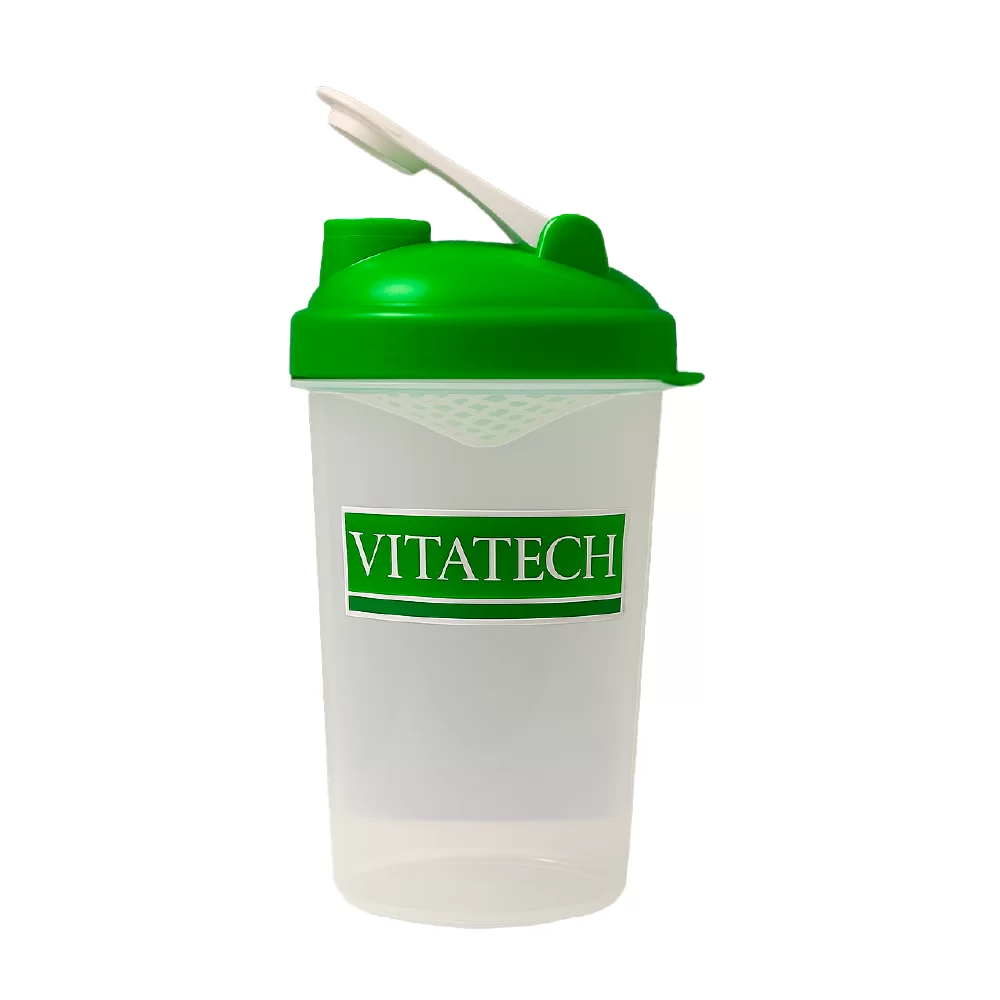 Vitatech Vaso Shaker con tapa a rosca y rejilla anti grumos